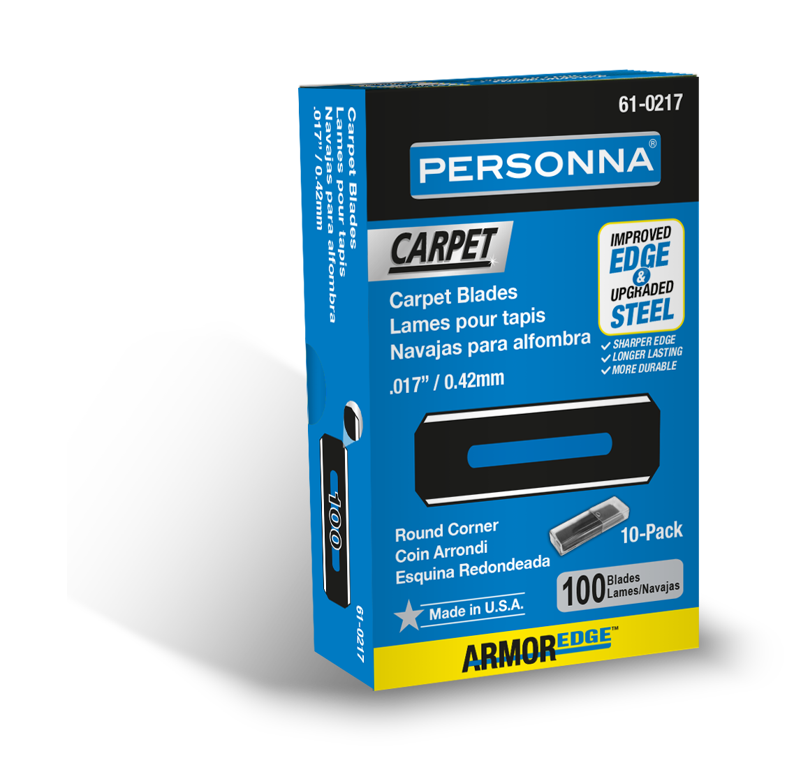 Personna Slotted Round Coner Carpet Blade 0.017" (Pack of 100)