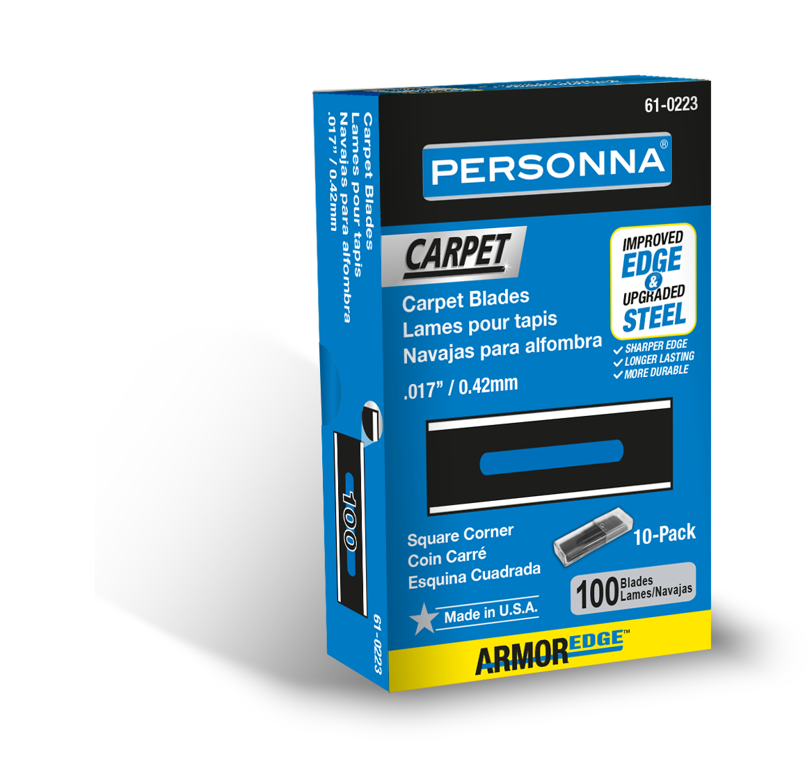 Personna Slotted Square Corner Carpet Blade 0.017" (Pack of 100)