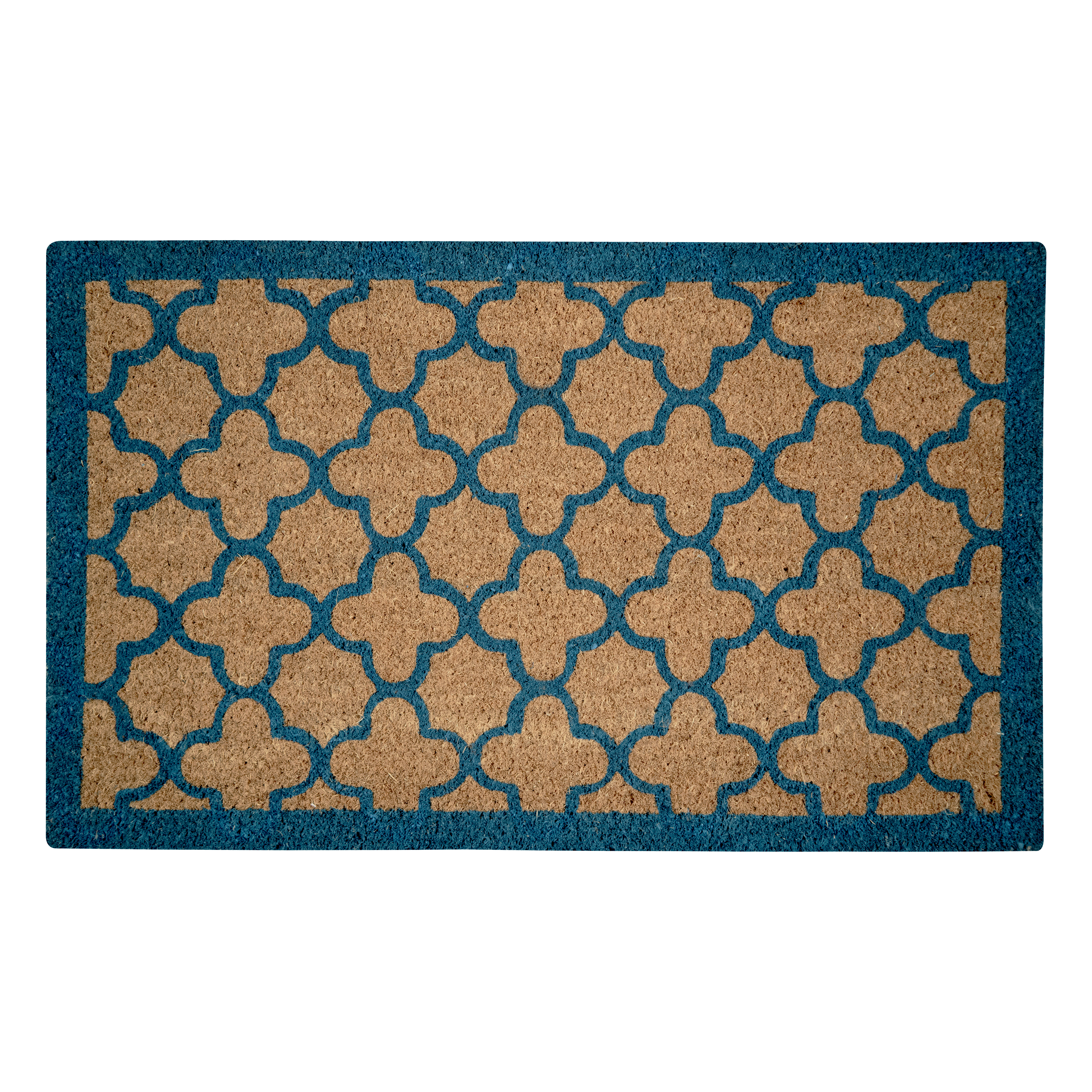 Entrance Mat Quatrefoil Coir Blue 18" x 30"