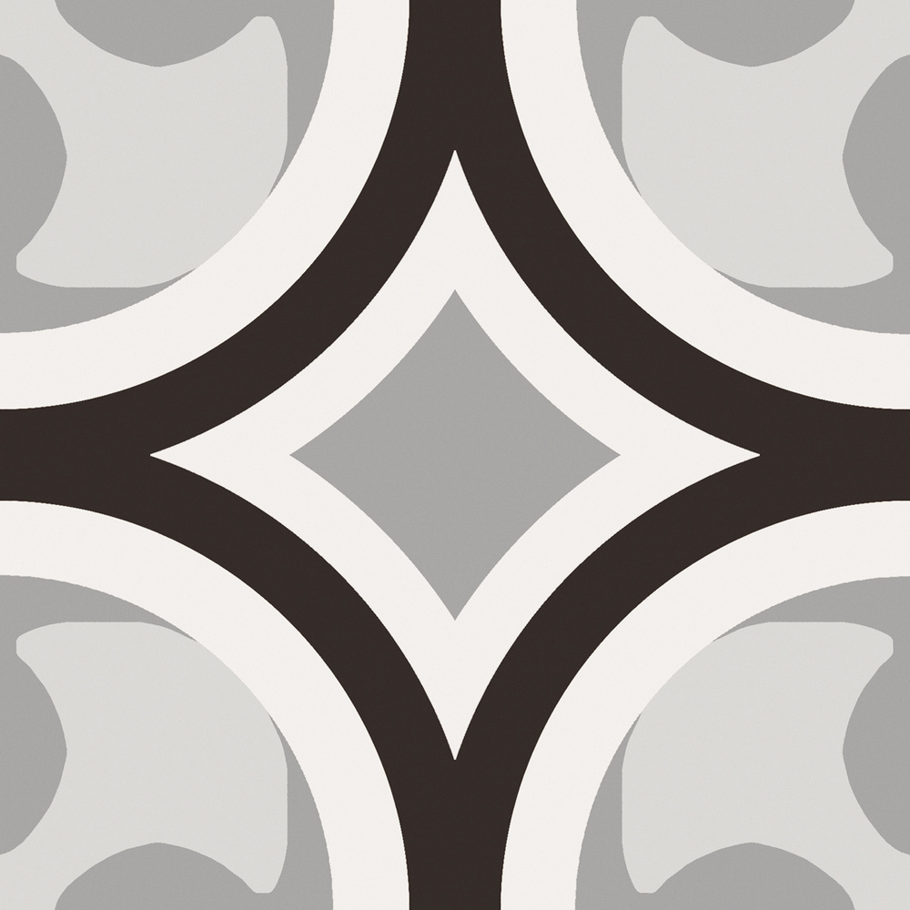 Floor Tiles Patchwork Black & White 01 Matte 8" x 8"