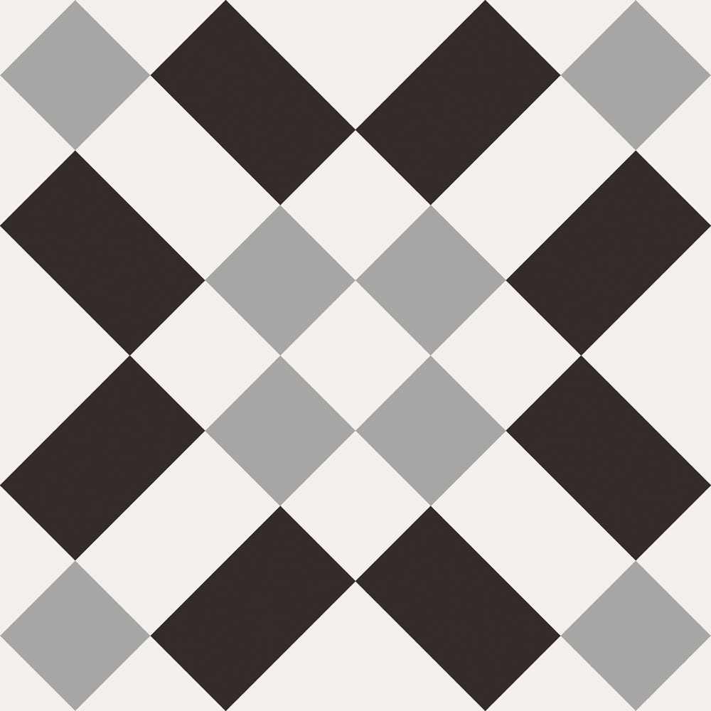 Floor Tiles Patchwork Black & White 02 Matte 8" x 8"