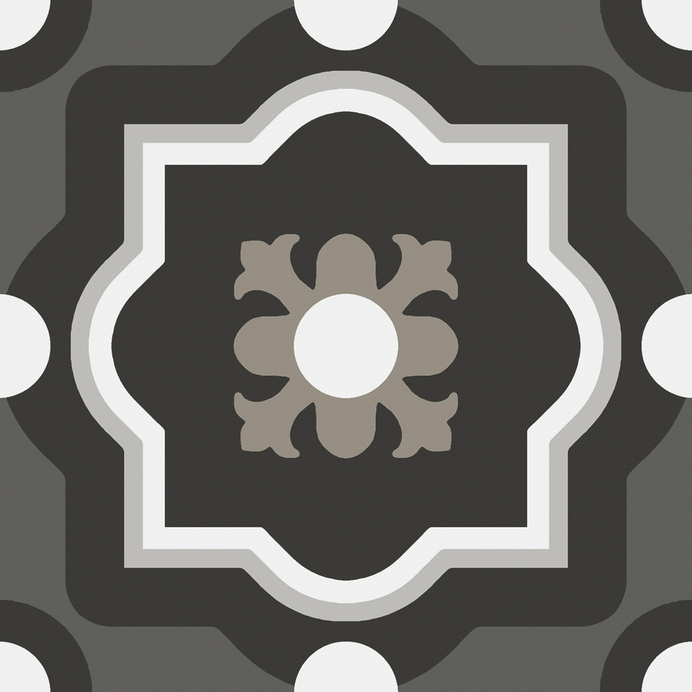 Floor Tiles Patchwork Black & White 04 Matte 8" x 8"
