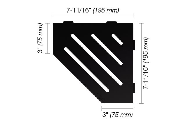SHELF-E Étagère de coin pentagonale modèle Wave Aluminium Noir mat
