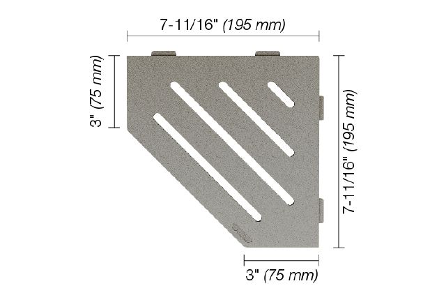 SHELF-E Pentagonal Corner Shelf Wave Design Aluminum Stone Grey