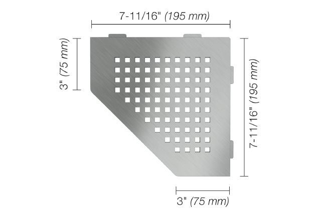 SHELF-E Étagère de coin pentagonale modèle Square Acier inoxydable (V2) brossé