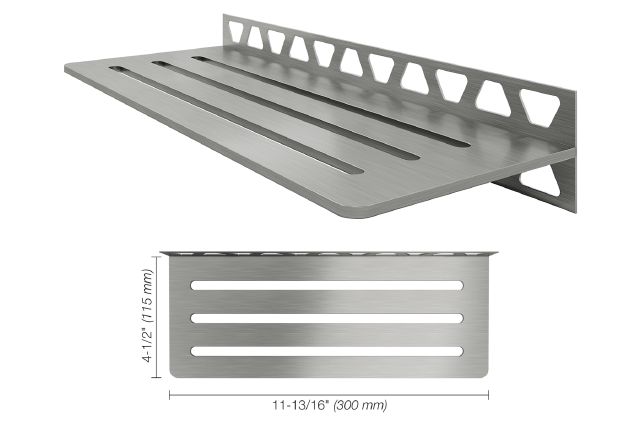 SHELF-W Rectangular Wall Shelf Wave Design Stainless Steel (V2) Brushed
