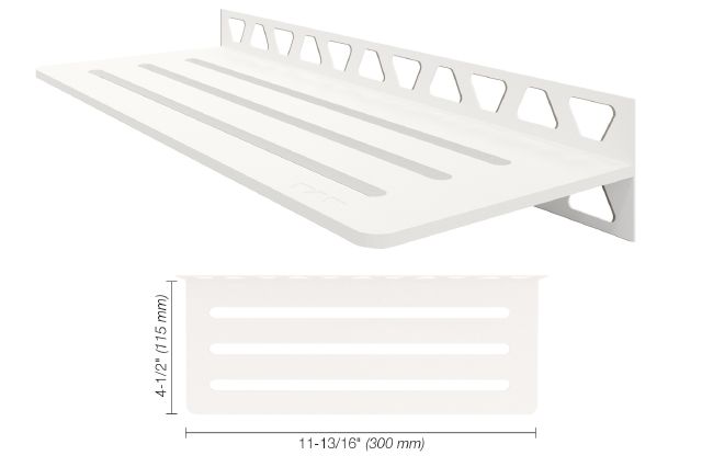 SHELF-W Rectangular Wall Shelf Wave Design Aluminum Satin White