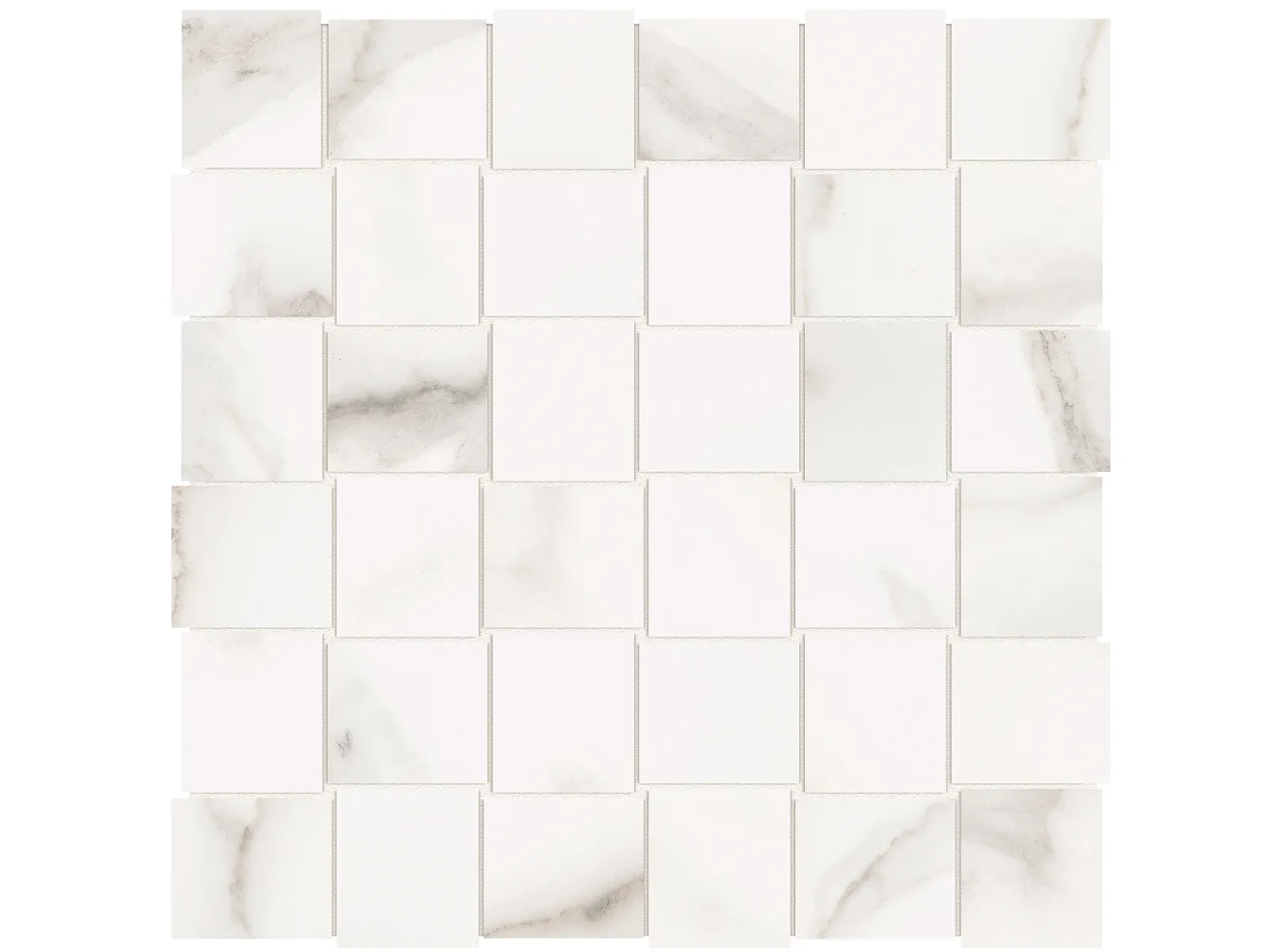 Mosaïque de porcelaine Mayfair Calacatta Oro Basketweave mate 2" x 2"