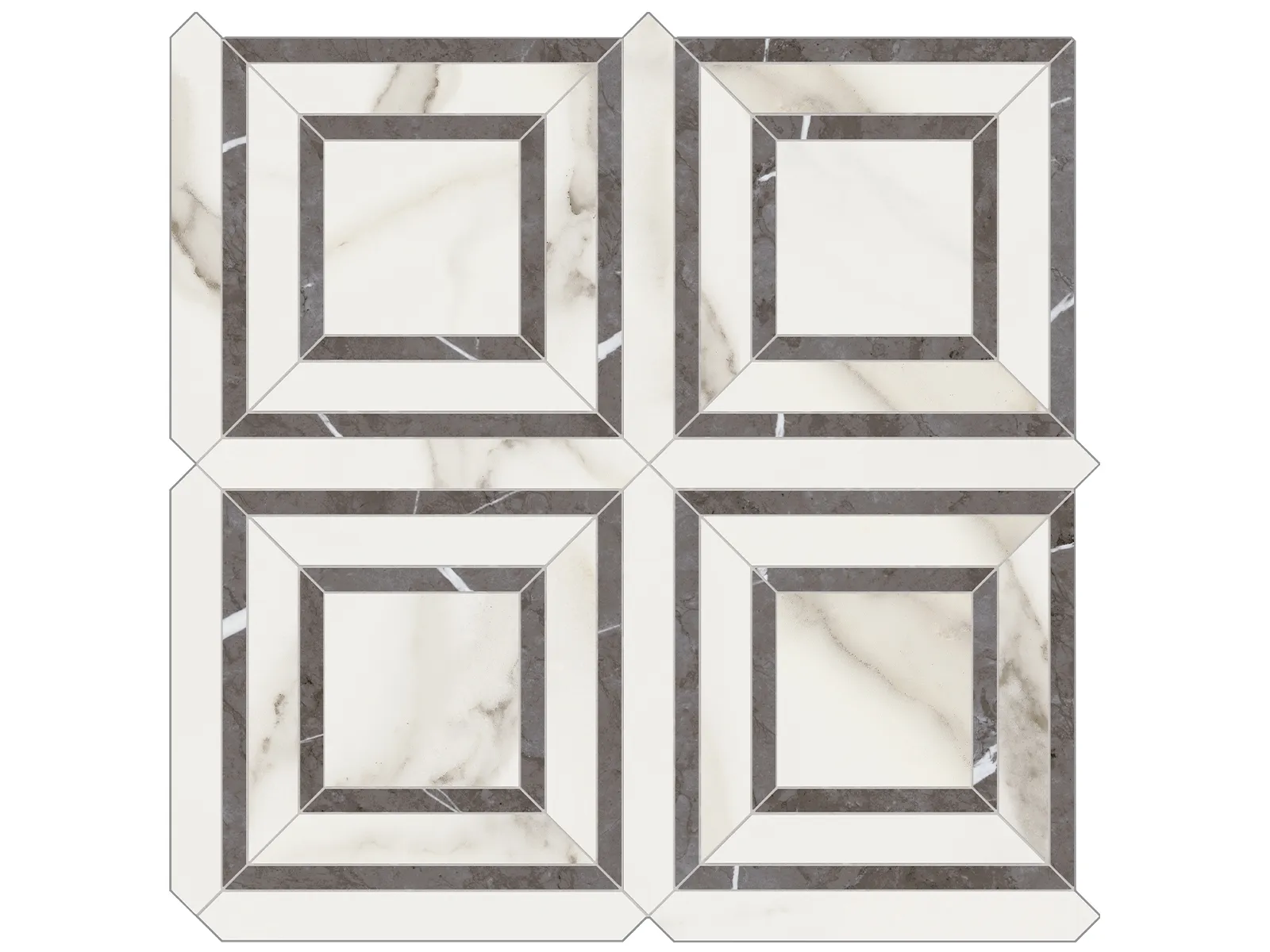 Mosaïque de porcelaine Mayfair Calacatta Oro Piazza polie 11 3/4" x 11 3/4"