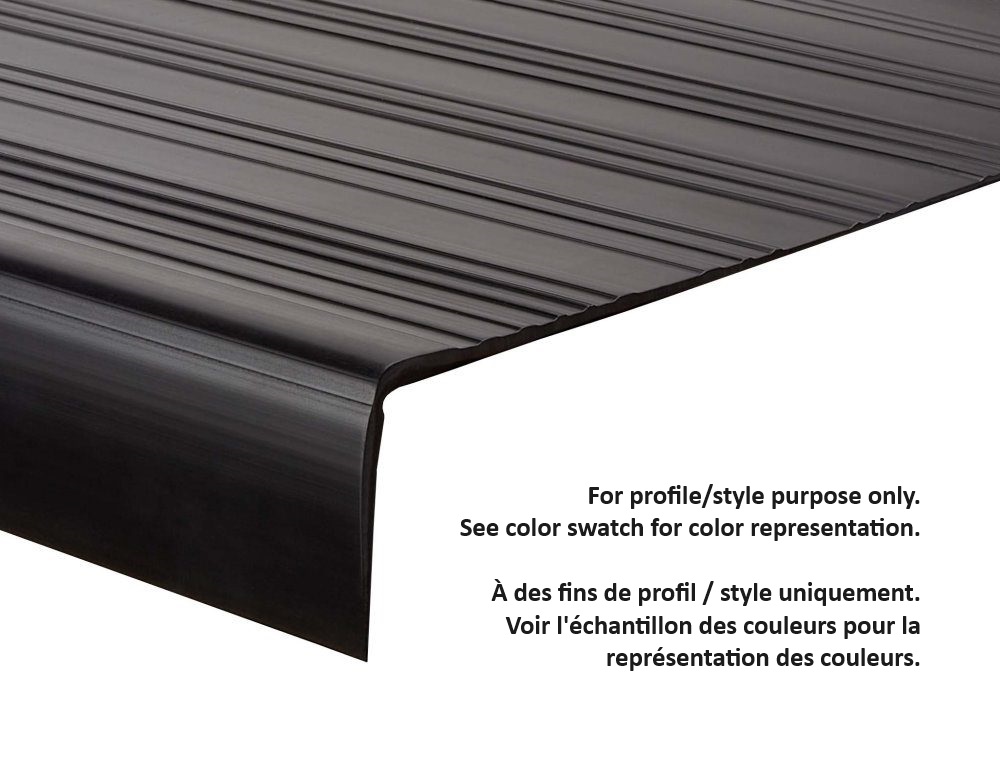 Heavy-Duty Vinyl Stair Tread with Single Abrasive Virgin PVC #ST028 Medium Grey 2" (51 mm) x 12-1/4" x 48"