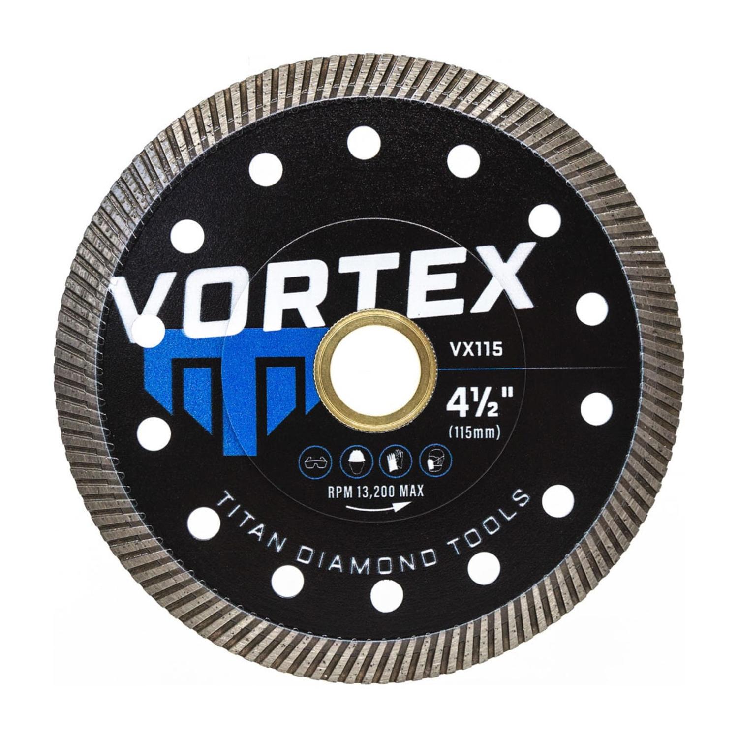 Titan Wet/Dry Diamond Segmented Tile Saw Blade Vortex Turbo 4-1/2"