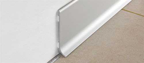 Wall Base Skirting 60 with adhesive Polished Titanium Aluminum 2-3/8" (60 mm) x 3/8" x 6' 6-3/4"