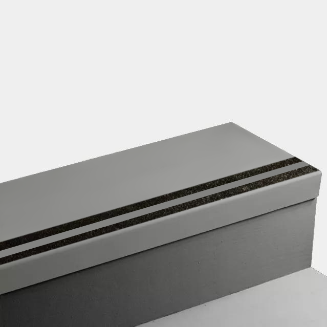 Angle Fit Rubber Stair Tread - SAN 38 SQ Service Weight Safe-T-Grip #38 Pewter - with Black Grip Tape Insert 72"