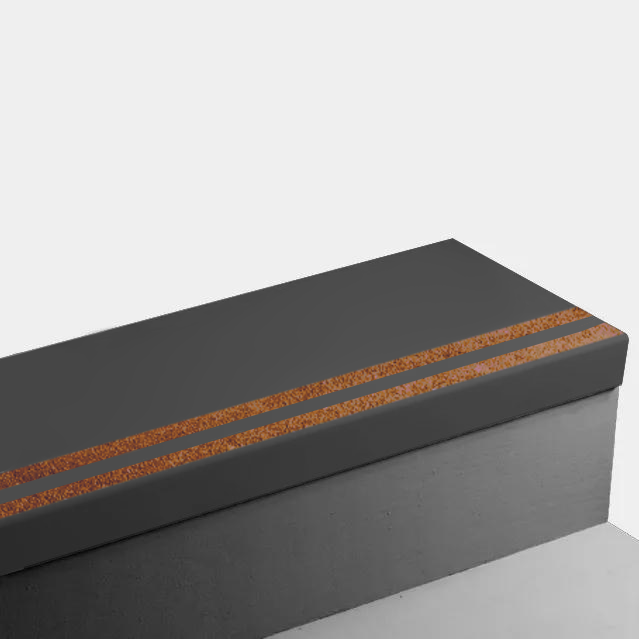 Angle Fit Rubber Stair Tread - SAN 63 SQ Service Weight Safe-T-Grip #63 Burnt Umber - with Tan Grip Tape Insert 72"