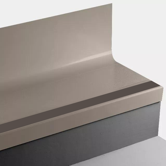Angle Fit Rubber Stair Tread with Integrated Riser - VICFLNTRS 49 SQ Fast Lane #49 Beige - with 47 Brown Rubber Insert 72"