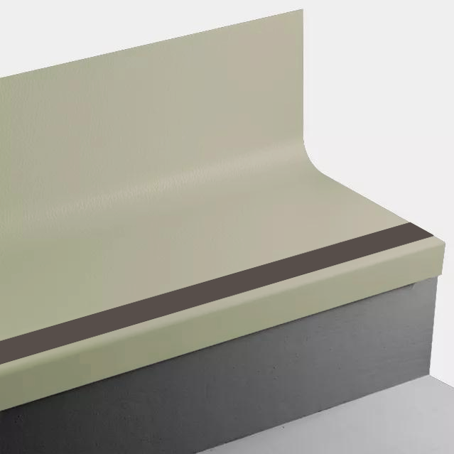 Angle Fit Rubber Stair Tread with Integrated Riser - VIHNTRSPS VE1 SQ Hammered #VE1 Lake Cour d'Alene - with 47 Brown Rubber Insert 48"