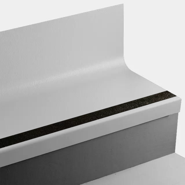 Angle Fit Rubber Stair Tread with Integrated Riser - VIHNTRSPS VE7 SQ Hammered #VE7 Mt. Rainier - with Black Grit Tape Insert 48"