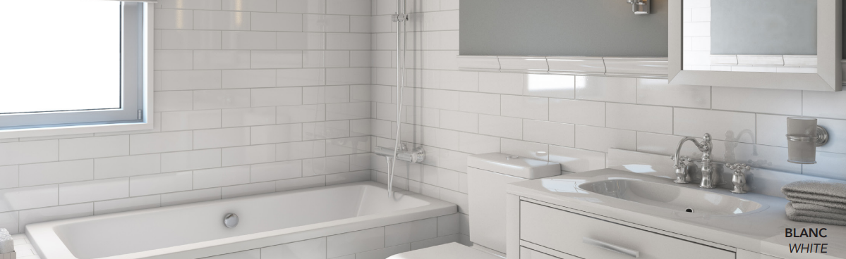 Tuiles murales Metro Blanc Mat 8" x 24"