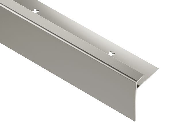 VINPRO-STEP-R Resilient Surface Stair-Nosing Profile with Elongated Reveal Anodized Aluminum Brushed Nickel 5/16" (8 mm) x 8' 2-1/2"