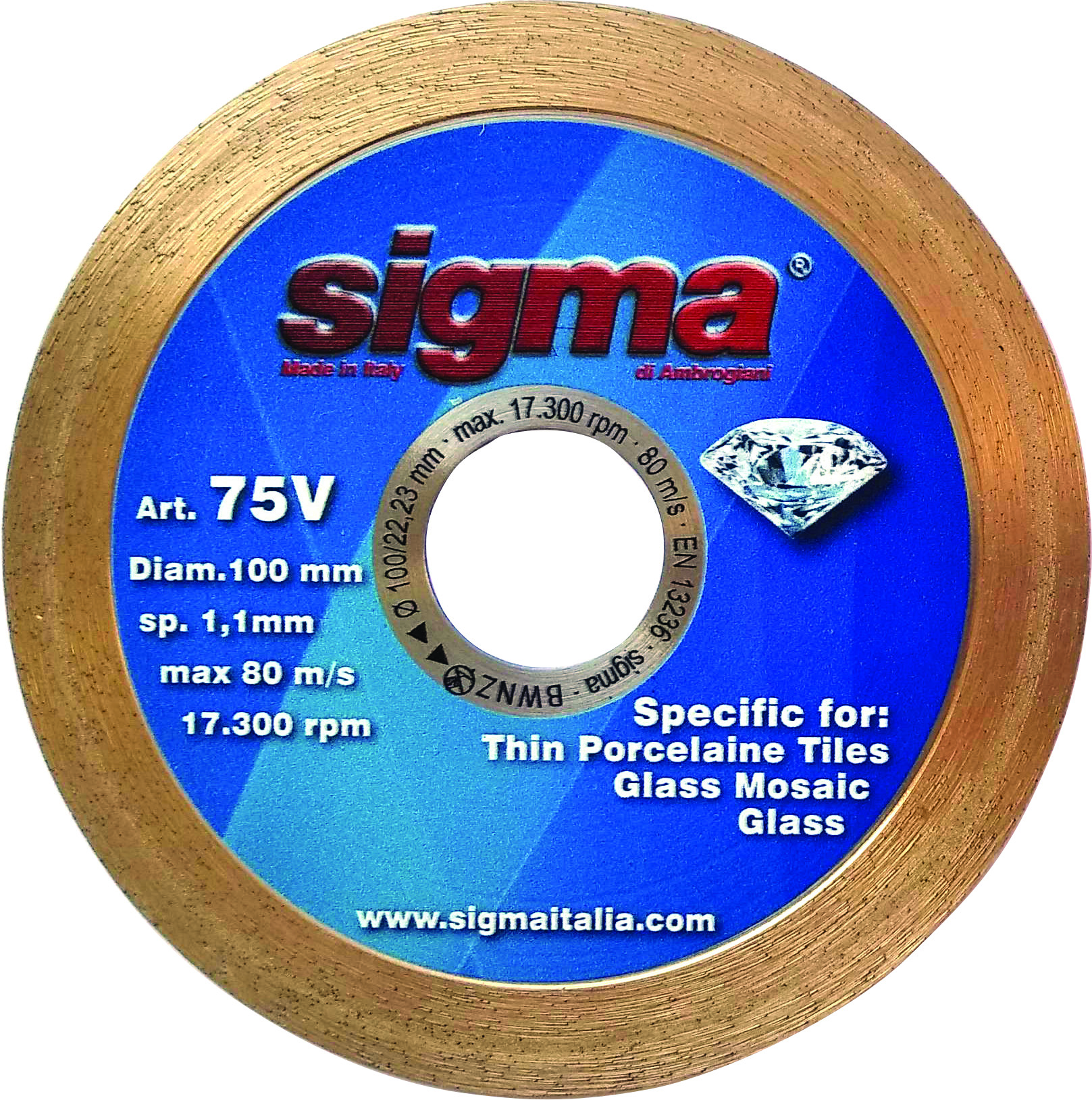 Diamond Disc - Diameter 100 mm / Hole 22.2 mm / Thickness 1.2 mm