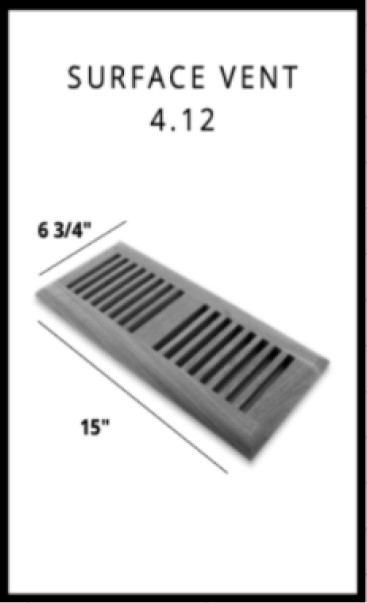 Hardwood Nouveau 6 Euro Grey Floor Vent 4" x 12"