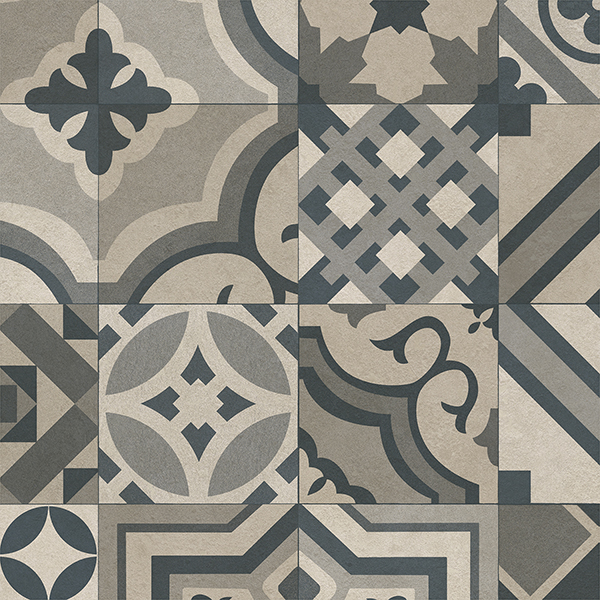 Vinyl Sheet TruTEX Encaustic Tile Artiza 12' - 2 mm (Sold in Sqyd)