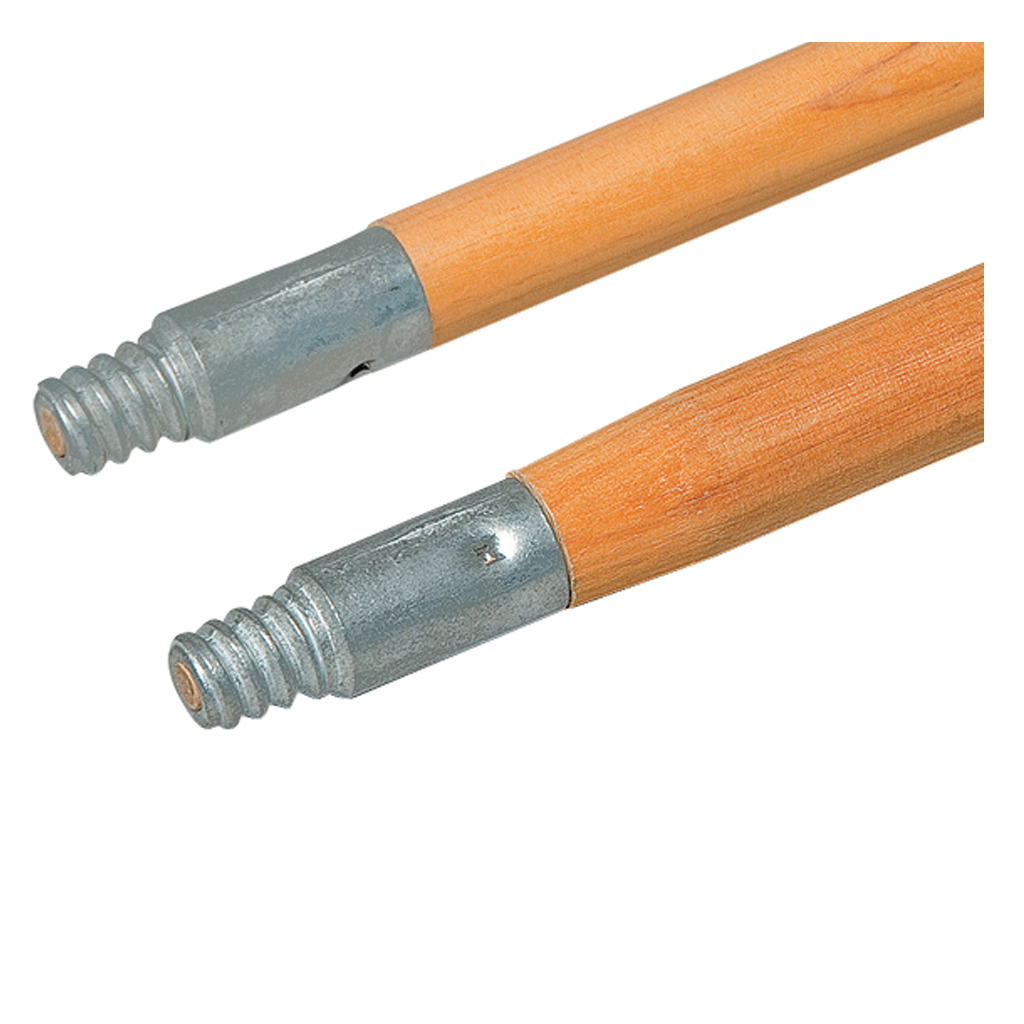 Broom Handle Wooden with Metal Threaded Tip