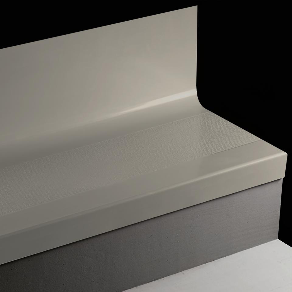Angle Fit Rubber Stair Tread with Integrated Riser FastLane #38 Pewter 36"