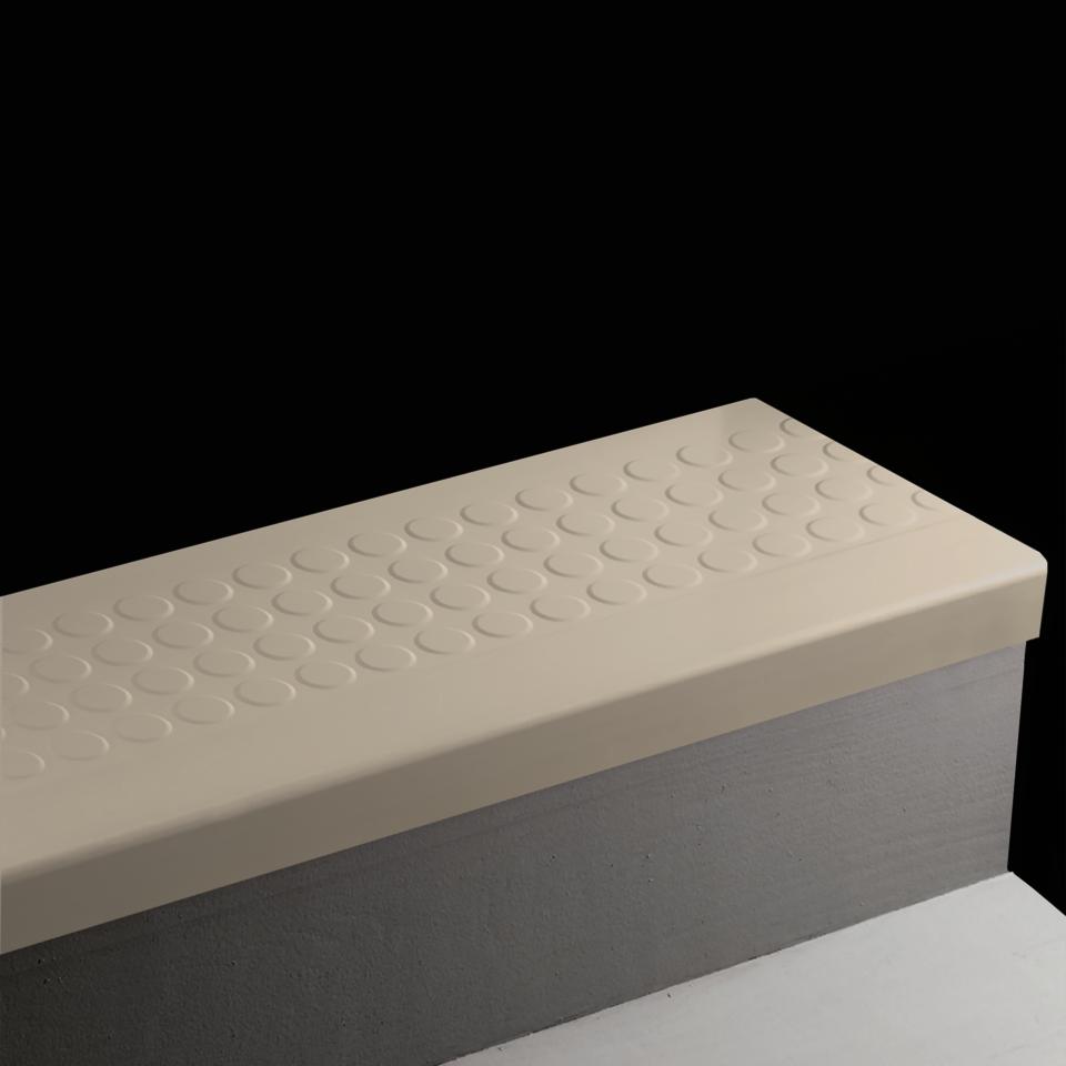 Angle Fit Rubber Stair Tread Raised Round #121 Cement 36"