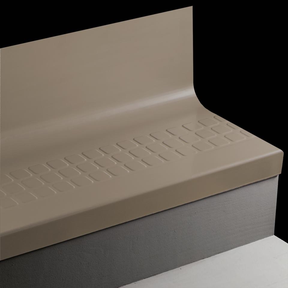 Angle Fit Rubber Stair Tread with Integrated Riser Raised Square #283 Toast 36"