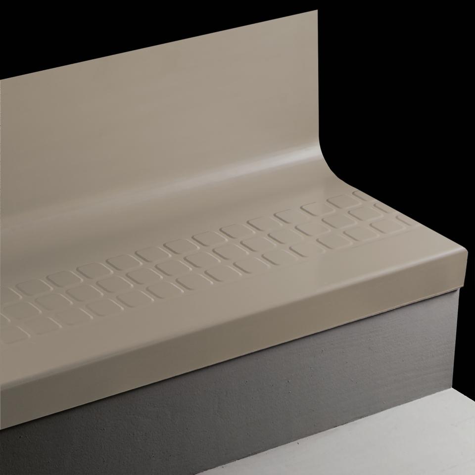 Angle Fit Rubber Stair Tread with Integrated Riser Raised Square #32 Pebble 36"