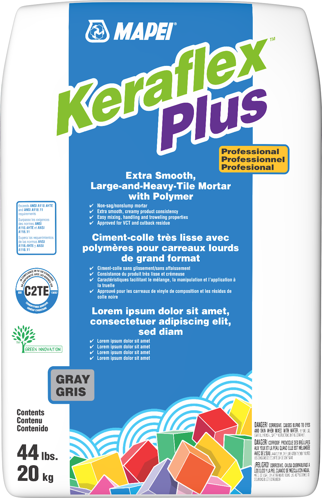 Keraflex Plus Cimentcolle très lisse pour carreaux lourds de grand format Gris 44 lb