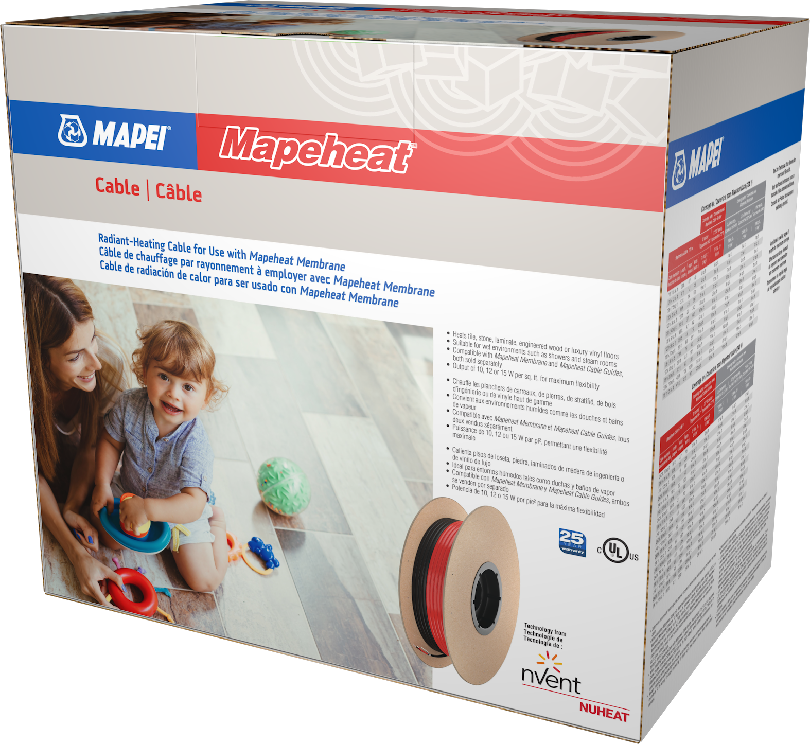 Mapeheat Radiant Heating Cable 240V 849 Linear Feet  (215 sqft approx.*)