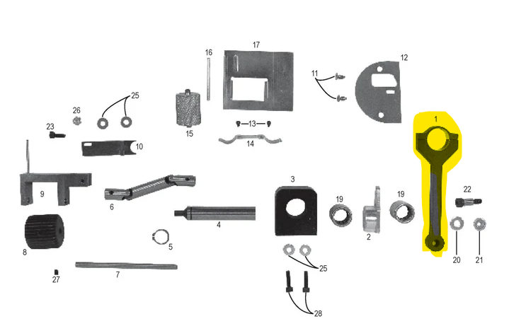 Replacement Connecting Rod, Cap & Screws for National 126 Single Pull Binding Brute Carpert Binder