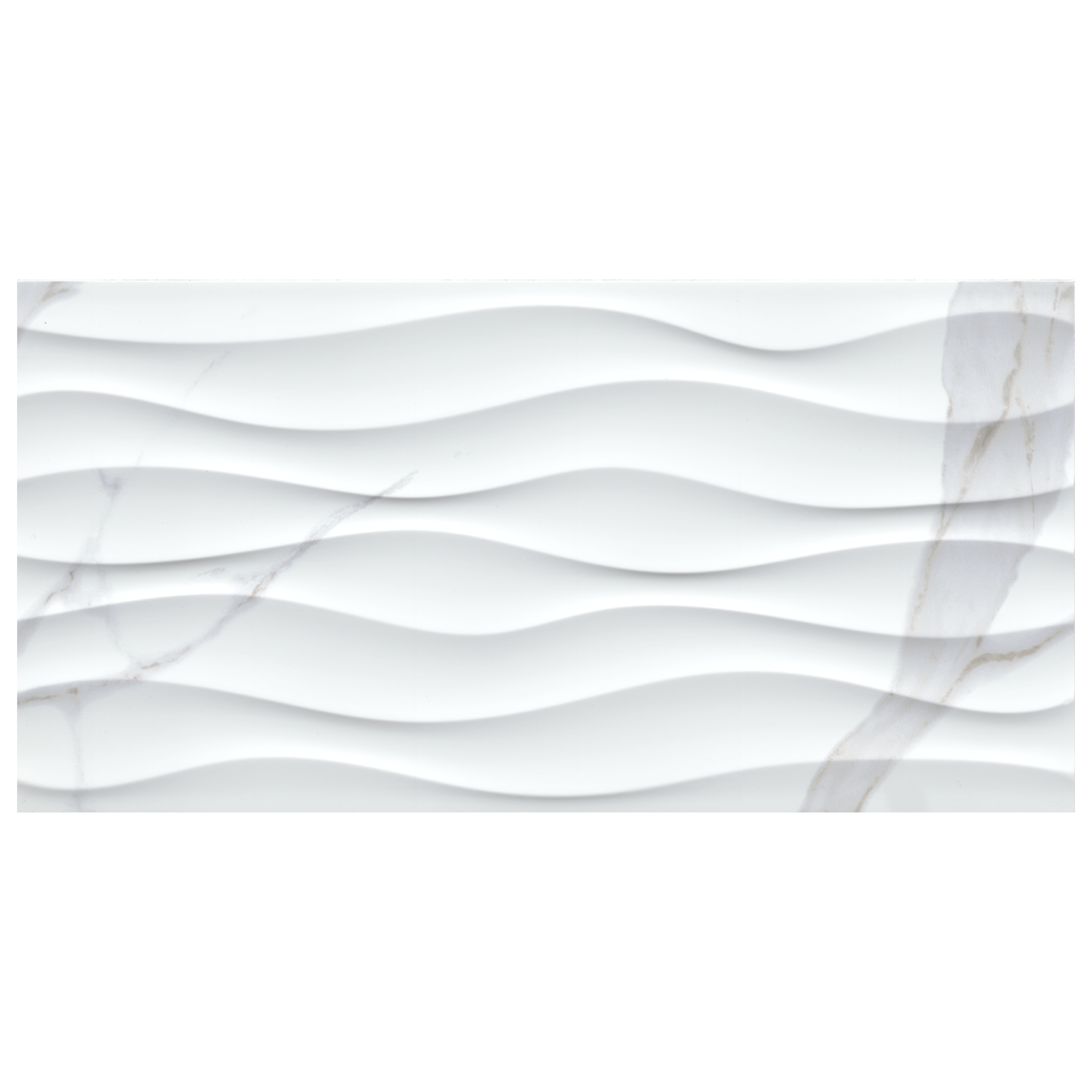 Wall Tiles Dymo Statuary Wavy White-Cool Glossy 12" x 24"
